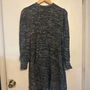 LOFT Black and Gray Long Sleeve Dress